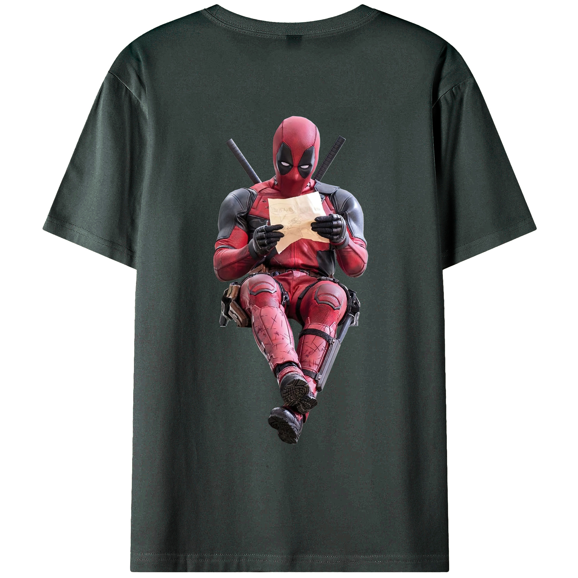 （画像用） Deadpool デッドプール 綿100％ メンズ半袖Tシャツ（バックプリント） 通気性